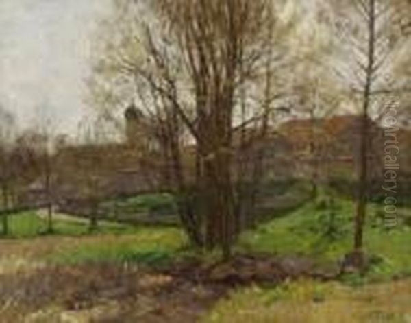 Oberbayerisches Dorf Im
 Fruhling. Oil Painting by Robert Franz Curry