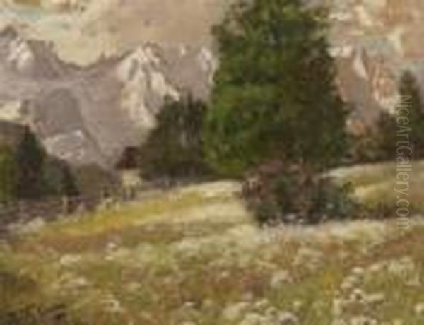 Gebirgslandschaft. Oil Painting by Robert Franz Curry