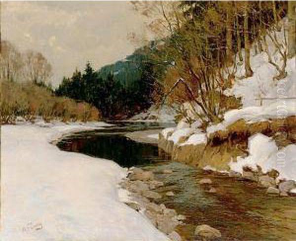 Snowy River Oil Painting by Robert Franz Curry