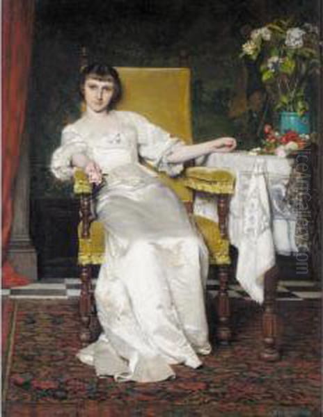 The Pink Rose Oil Painting by Ladislas Wladislaw von Czachorski