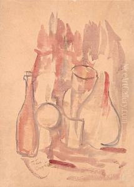 Martwa Natura Z Butelkami Oil Painting by Tytus Czyzewski