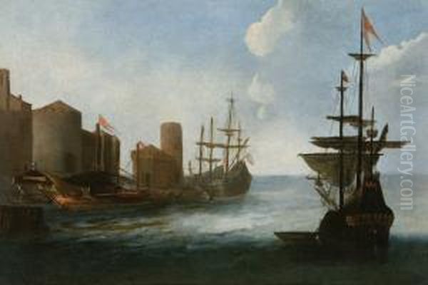 Marina Oil Painting by Filippo D Angeli