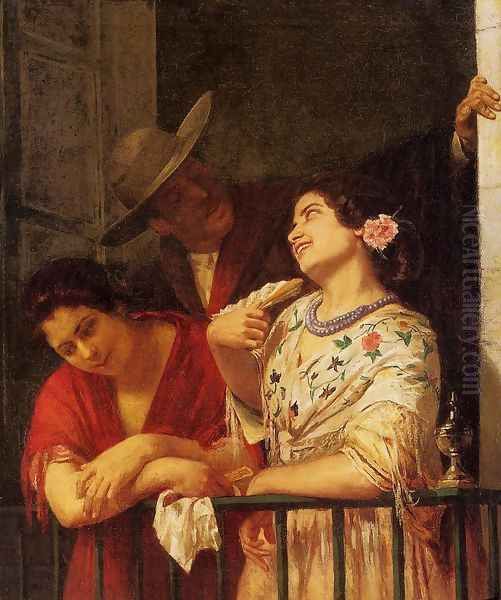 The Flirtation A Balcony In Seville Oil Painting by Mary Cassatt