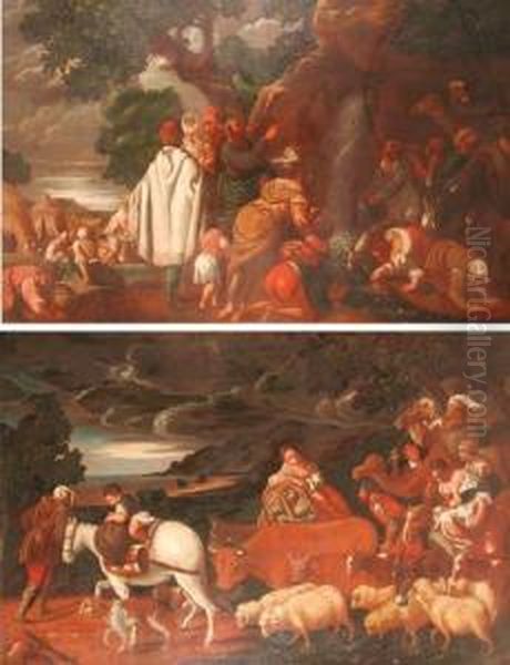 Mose Fa
Scaturire Le Acque E Paesaggio Con Pastori Oil Painting by Gerolamo Ponte Da Bassano