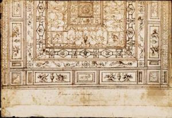 The Ceiling Of A Room In The 
Domus Aurea, Rome, After The Antique(recto); The Ground Plan Of A Church
 (verso) Oil Painting by Giovanni (Giovanni da Udine) Nanni (Nani)