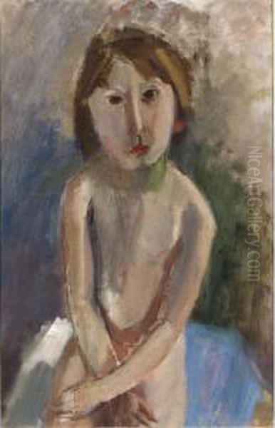 Nu Aux Bras Croises Oil Painting by Hippolyte Daeye