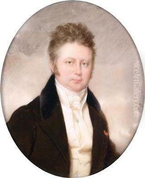 (wien 1790-1849) Bildnis Eines 
Herrn Mit Kurzem, Lockigem Haar, In Dunklem Rock Und Weiser Weste, Vor 
Wolkenhintergrund Oil Painting by Moritz Michael Daffinger