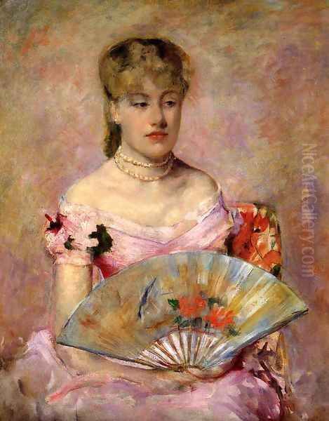 Lady with a Fan (or Portrait of Anne Charlotte Gaillard) Oil Painting by Mary Cassatt