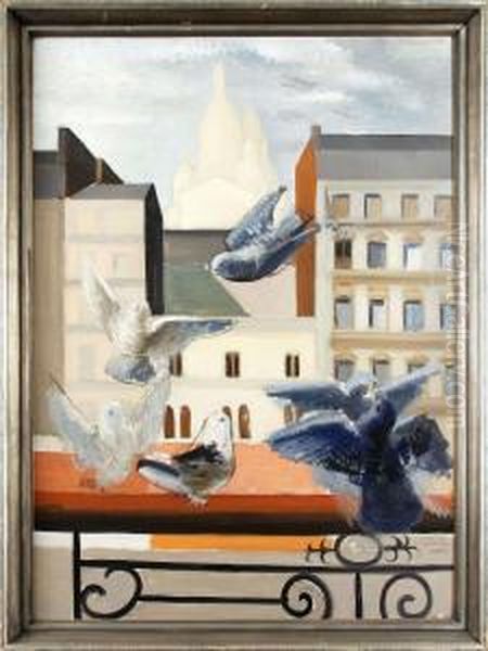 Utsikt Mot Sacre Coeur Oil Painting by Ewald Albin Filip Dahlskog