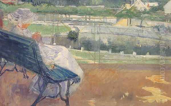 Lydia Seated on A Porch Crocheting Oil Painting by Mary Cassatt