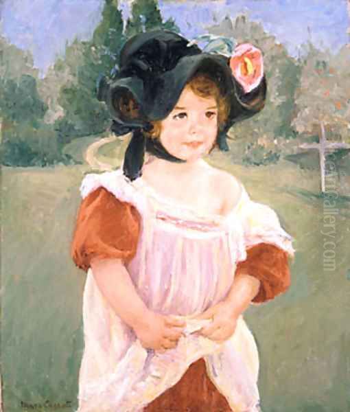 Spring Margot Standing in a Garden (Fillette dans un jardin) 1900 Oil Painting by Mary Cassatt