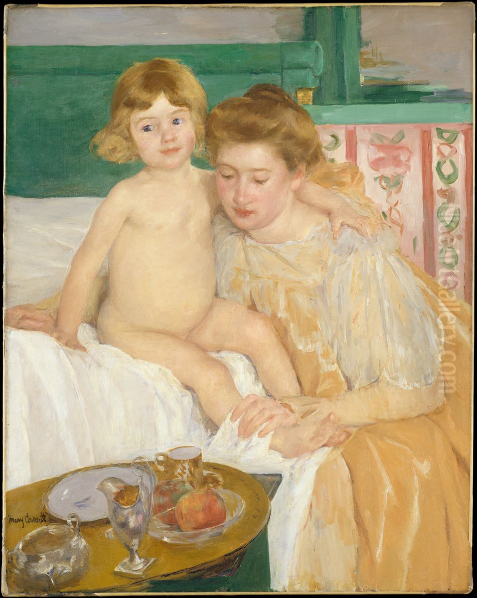 Mother and Child (Baby Getting Up from His Nap) Oil Painting by Mary Cassatt