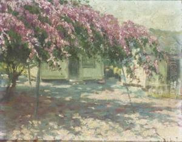 Blossoming Tree In A Kampung Oil Painting by Carel L. Ii Dake
