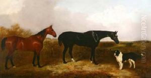 Lubinand Cobbler With Dog In Extensive Landscape With Town In Far Distance Oil Painting by John Dalby