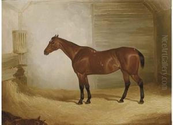 A Bay In A Stable Oil Painting by John Dalby