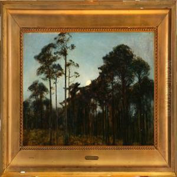 Moonlight Above An Autumn Forest Oil Painting by Hans Mathias Dall
