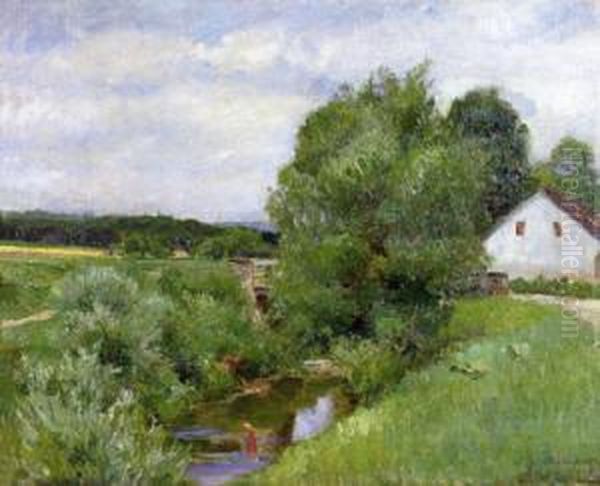 Bachlandschaft Oil Painting by Constantin Damianos