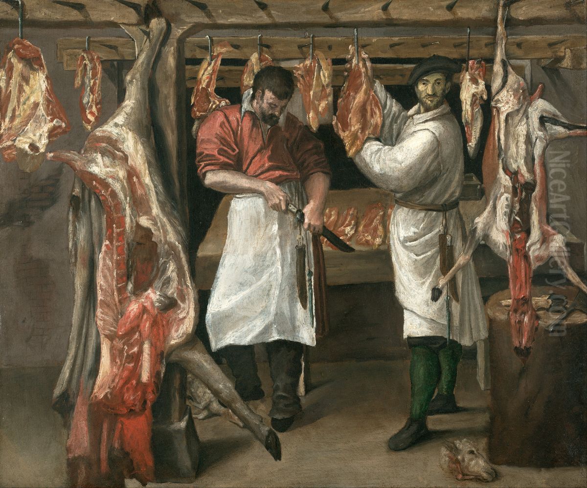 The Butcher's Shop Oil Painting by Annibale Carracci