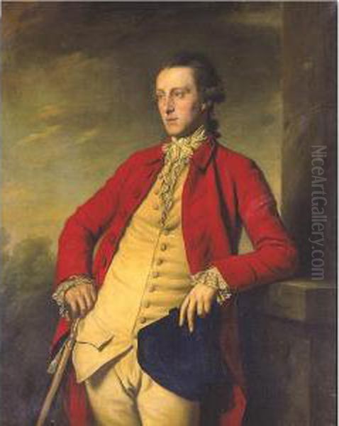 Portrait Of Sir John Weyland 
(1744 - 1825), Three Quarter Length In A Red Coat, A Buff Waistcoat 
Holding A Tricorn Hat Oil Painting by Sir Nathaniel Dance-Holland