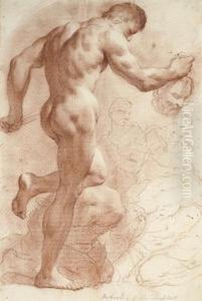 An Executioner Holding Up A Head, Other Figures Beyond Oil Painting by Cesare Dandini