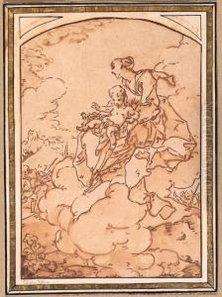 La Vierge A L'enfant Apparaissant Sur Les Nuages A Despelerins Oil Painting by Michel-Francois Dandre-Bardon