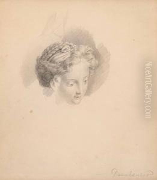 Frauenkopf Oil Painting by Josef Franz Danhauser