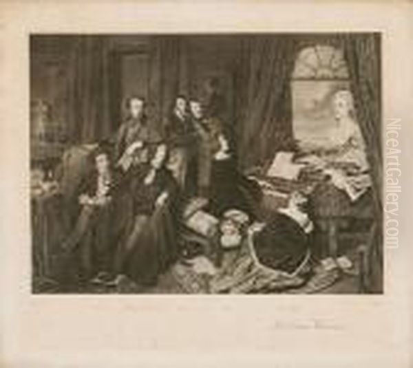 Liszt Am Klavier (liszt Al Piano) Oil Painting by Josef Franz Danhauser