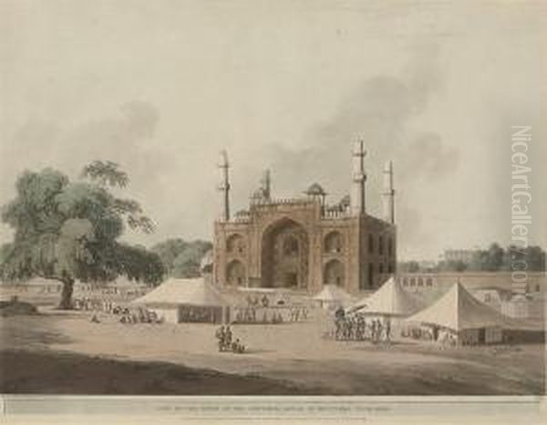 Gate Of The Tomb Of The Emperor 
Akbar, At Secundra, Near Agra, From Oriental Scenery (abbey Travel 420, 
No. 10) Oil Painting by Thomas Daniell