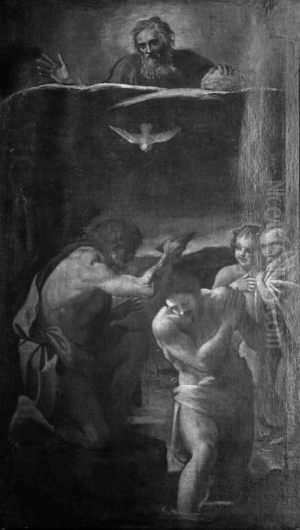 The Baptism of Christ Oil Painting by Annibale Carracci
