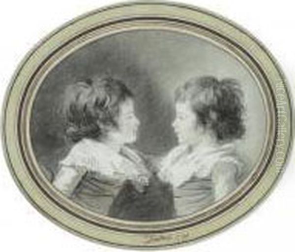 Portraits De Don Luis Et Don 
Antonio De Los Rios Y Samiento A L'age De Trois Ans, Fils Jumeaux De Don
 Carlos Fernan Nunez Oil Painting by Henri Pierre Danloux
