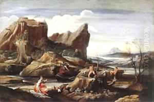 Landscape with Bathers 1616 Oil Painting by Annibale Carracci