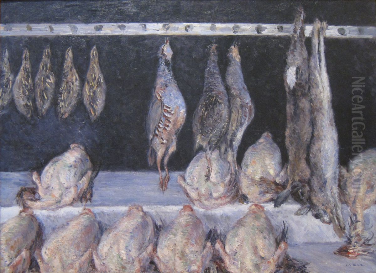 Display Of Chickens And Game Birds Oil Painting by Gustave Caillebotte