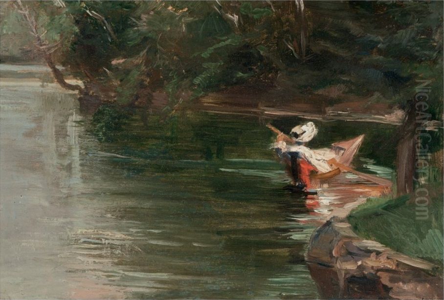 Banks Of The Yerres Oil Painting by Gustave Caillebotte