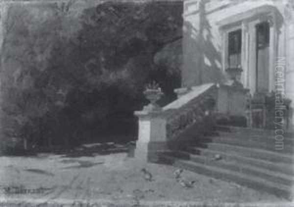 Blick Auf Die Freitreppe Eines Schlosses Oil Painting by Hugo Darnaut