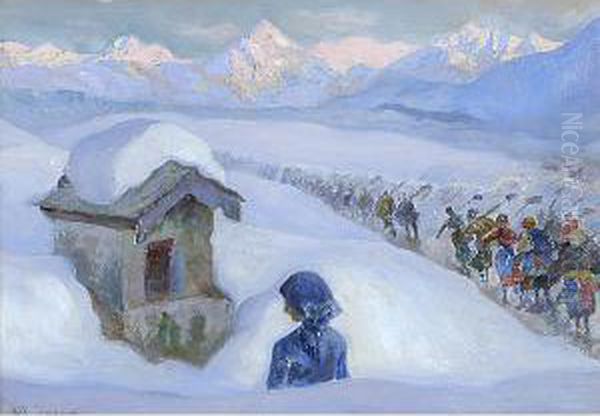 Lavori In Alta Montagna Oil Painting by Marco Davanzo