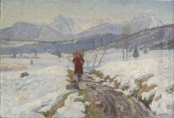 Ritorno Nel Paesaggio Innevato Oil Painting by Marco Davanzo