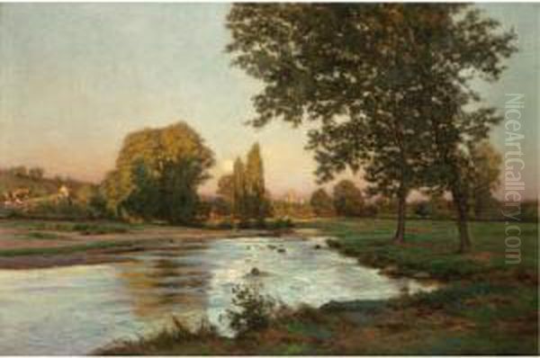 River Landscape Oil Painting by Lilian Lucy Davidson