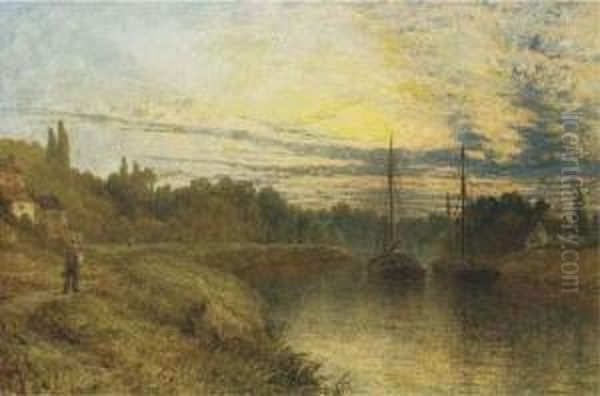 On The Severn Oil Painting by Henry Thomas Dawson