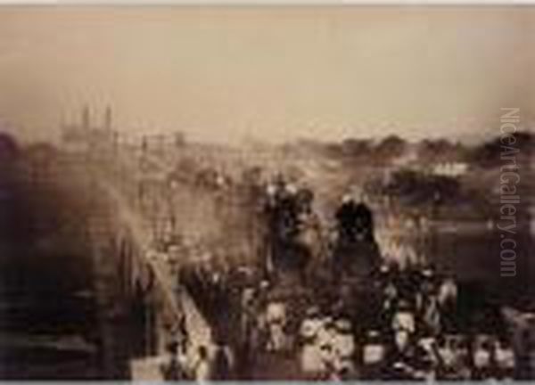 Elephant Procession With 
Archduke Franz Ferdinand Of Austria, Afzal Ganj Bridge, Hyderabad, 
January 1893 Oil Painting by Lala Deen, Raja Dayal