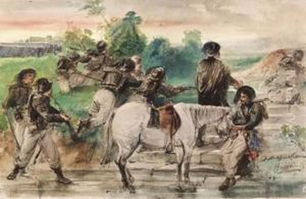 Il Riposo Dei Militari Oil Painting by Sebastiano De Albertis