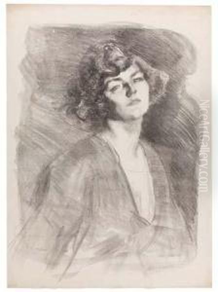 Enid A Rustington Oil Painting by Albert De Belleroche