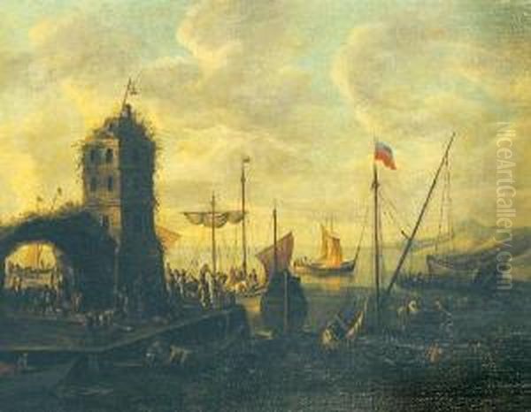 Marina Con
Imbarcazioni E Figure Oil Painting by Pieter de Bloot