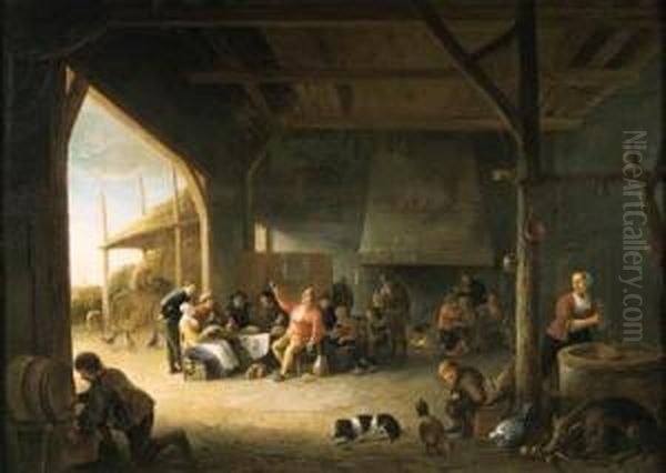 The Interior Of A Barn With Boors Carousing
Signed And Dated 'p. De. Bloot/1644' Oil Painting by Pieter de Bloot