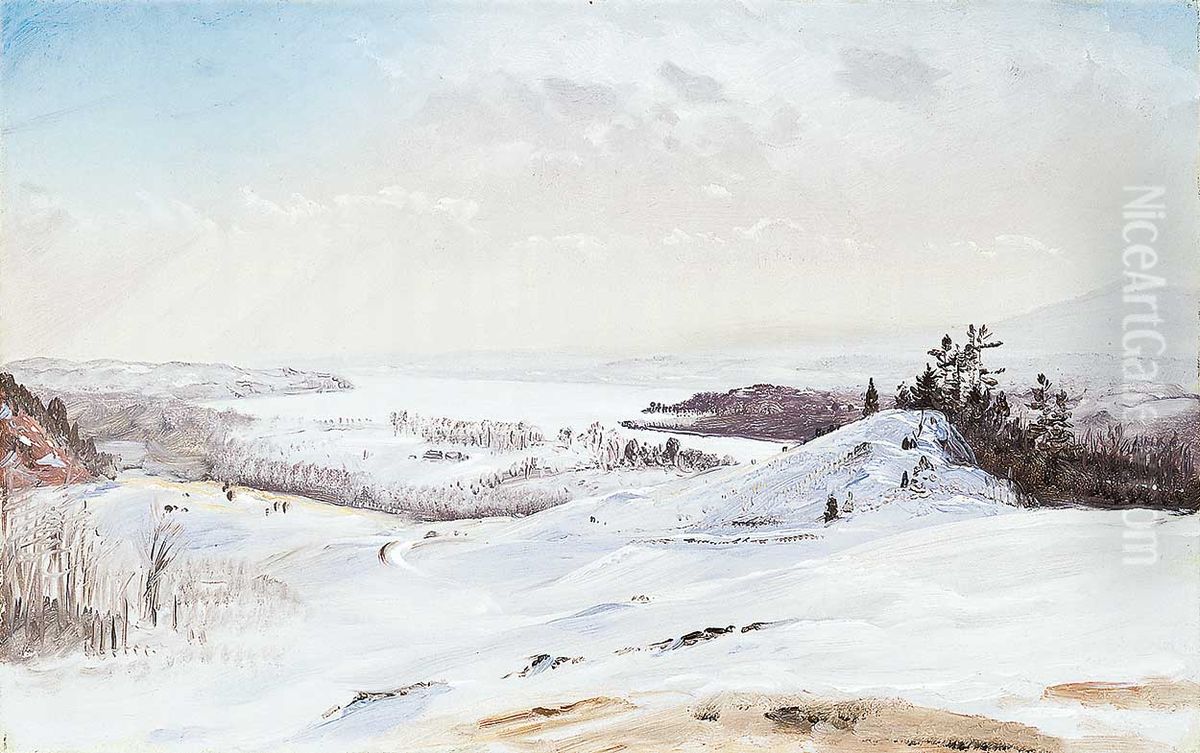 View from Olana in the Snow Oil Painting by Frederic Edwin Church