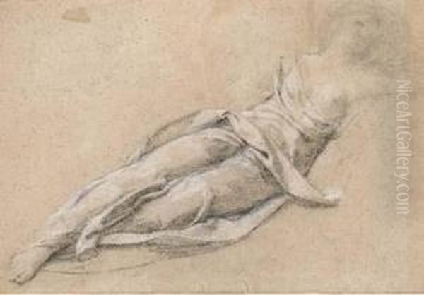 Une Femme Drapee Allongee Oil Painting by Louis de, the Younger Boulogne