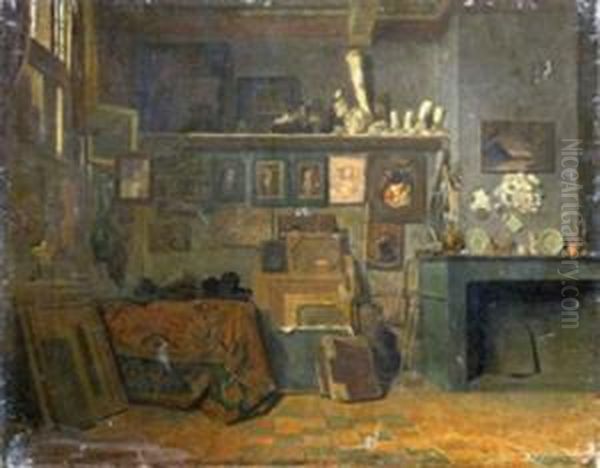 Interieur D'atelier Oil Painting by Adrien Ferdinand de Braekeleer