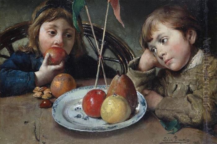 Le Jour De Saint Nicolas Oil Painting by Leon Meuter De Brunin