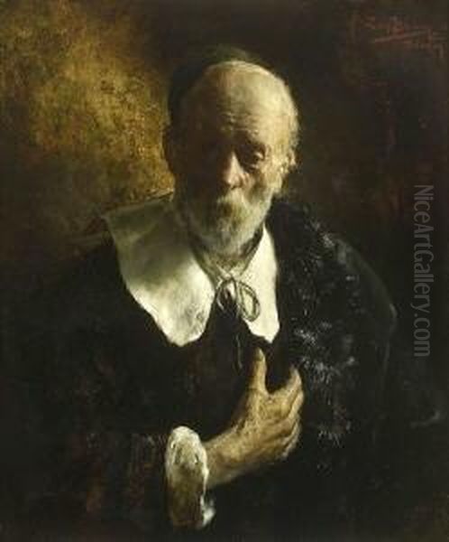 Bildnis Des Moshe Jos De
 Smedt. Oil Painting by Leon Meuter De Brunin