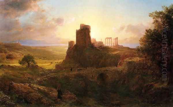 The Ruins at Sunion, Greece Oil Painting by Frederic Edwin Church