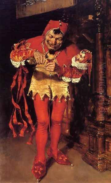 Keying Up - the Court Jester Oil Painting by William Merritt Chase